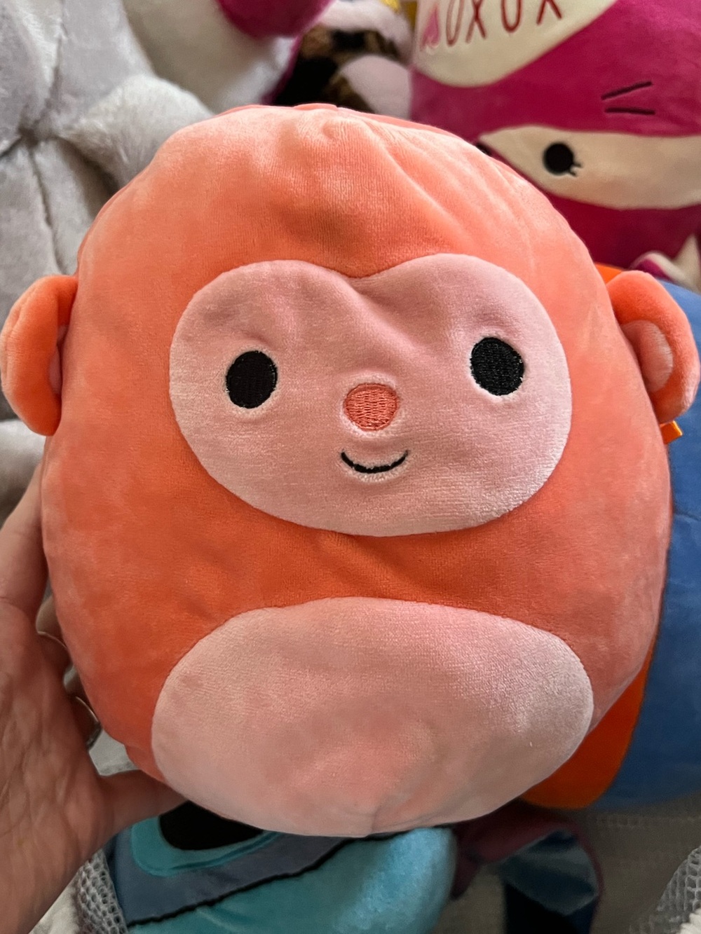 Kellytoy Orange Plush Monkey with Pink Face